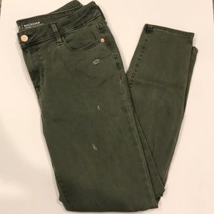 Army green ripped skinny jeans!